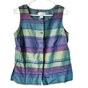 Vintage Casual Corner Tank Top Womens Size 8 Rayon Striped Made In Italy